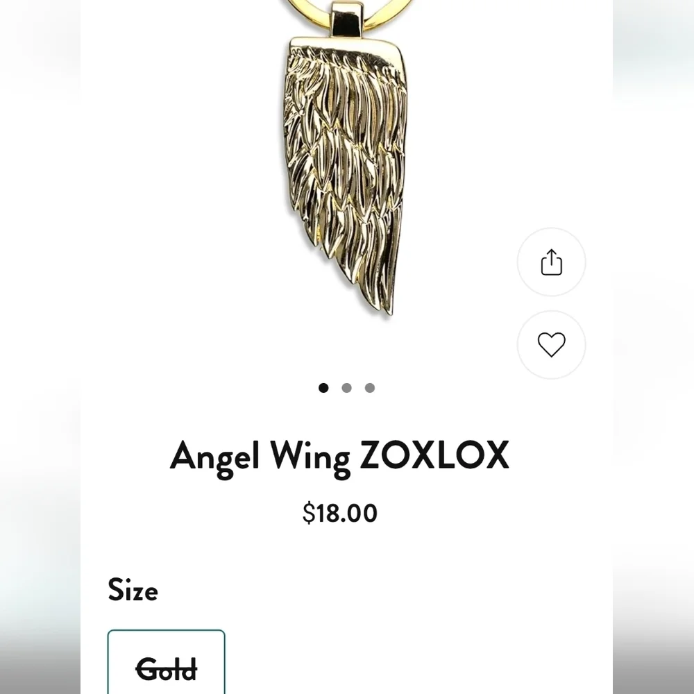 ZOX GOLD ANGEL WING ZOXLOX #1396 ADVENT COLLECTIBLE KEYCHAIN FOR ZOX WRISTBAND